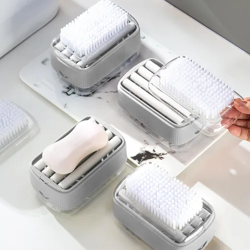 Vista 7 de LELEMON Jabonera multifuncional con drenaje, jabonera multifuncional, almacenamiento de limpieza, caja de espuma 3 en 1 para el hogar, baño, cocina