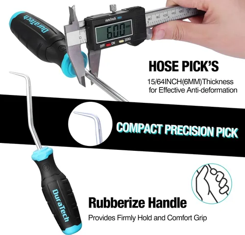 Vista 3 de DURATECH Juego de 8 ganchos y púas, juego de herramientas de precisión para sellos de aceite automotrices, junta tórica y herramientas manuales