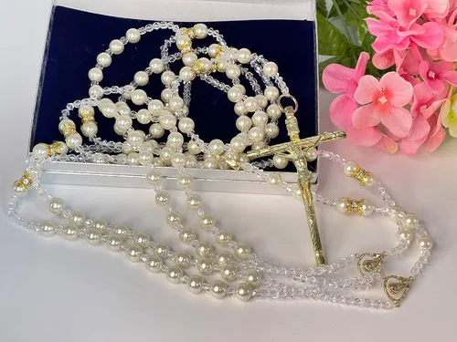 Vista 3 de Ivory Pearls Wedding Lasso Gold Plated accents/Lazo de Bodas en Perlas beige/Crystal Pearl Wedding Lasso/wedding Rosary