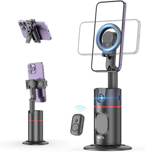 Vista 10 de Trípode de seguimiento facial automático, sin aplicación, soporte inteligente para teléfono con control remoto, rotación de 360°, soporte