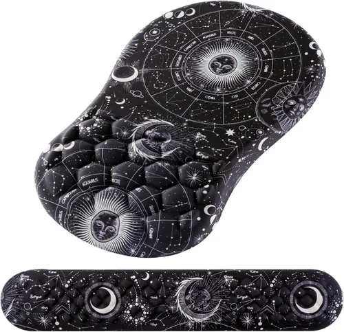 Vista 16 de Alfombrilla de Mouse con Soporte para Muñeca, Laokiiy Alfombrilla de Teclado 2 en 1+ Alfombrilla de Mouse Ergonómica, Reposamuñecas Antideslizante