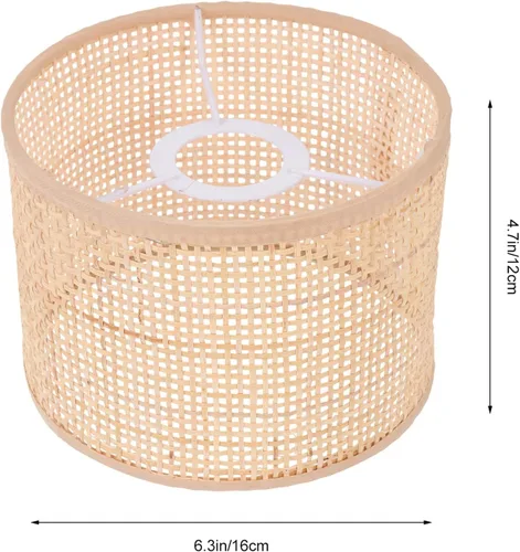 Vista 2 de Uonlytech Pantalla de lámpara de araña, pantalla de ratán E27, lámpara de casa de campo, accesorios de luz para lámpara de mesa, lámpara de pie
