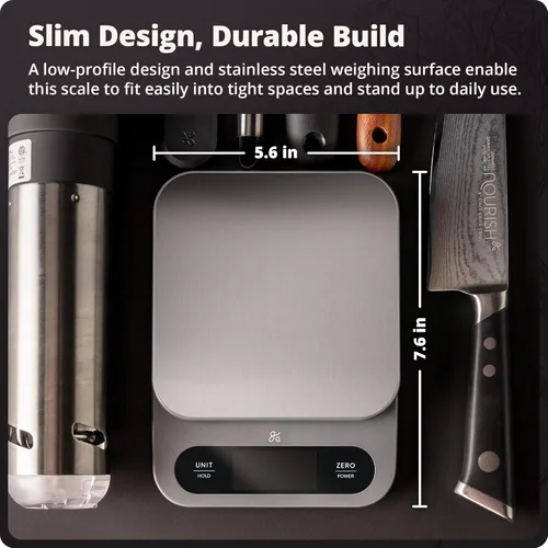 Vista 2 de Greater Goods Báscula digital de alimentos para cocina y hornear, báscula de peso de alta capacidad de 22.0 lbs/22 libras con precisión de 0.04 oz