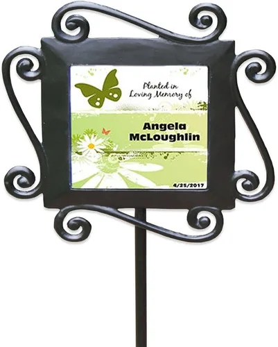 Vista 5 de Estaca de jardín conmemorativa personalizada Cruz floral azul tan profundamente amada muy perdida