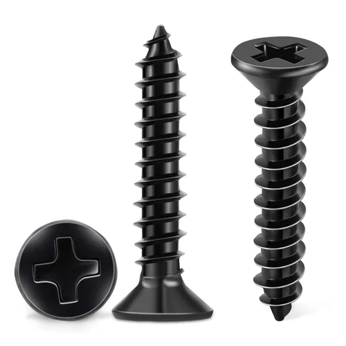 100 piezas de tornillos Phillips de cabeza plana de acero inoxidable 18-8 (A2) de 4 mm x 25 mm, tornillo de madera con recubrimiento negro de 4 mm x