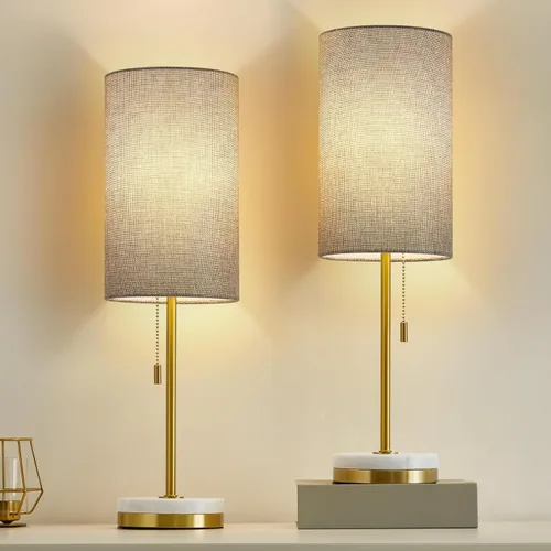 Vista 10 de Juego de 2 lámparas de escritorio y lámpara de mesa, lámparas de noche para mesitas de noche, modernas lámparas de mesa pequeñas con base de mármol