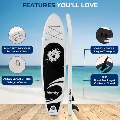 Vista 3 de SereneLife Inflatable Stand Up Paddle Board - Wide Stable Design, Non-Slip Deck for Adults & Youth with Premium Paddle Board Accessories: Carry Bag