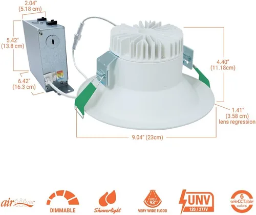 Vista 3 de HALO LCR8 - Luz empotrable LED integrada CCT de 8 pulgadas de color blanco suave con módulo de reequipamiento de montaje en superficie redonda