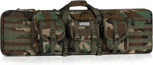 Vista 10 de Savior Equipment American Classic - Bolsa táctica doble para armas largas, estuche de transporte para pistola con correa de mochila, compartimento