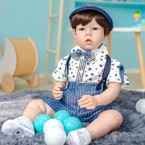 Vista 5 de iCradle Muñecas de bebé Reborn de 28 pulgadas, muñeca enorme de cuerpo suave, muñeca de bebé realista, muñeca de bebé recién nacido, juguete