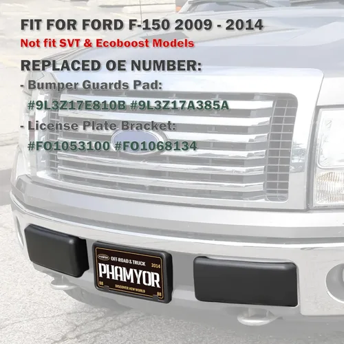 Vista 7 de Protecciones Originales de Parachoques Delantero y Soporte de Montaje de Placa de Matrícula Delantero Compatible con Ford F-150 2009-2014, Reemplaza
