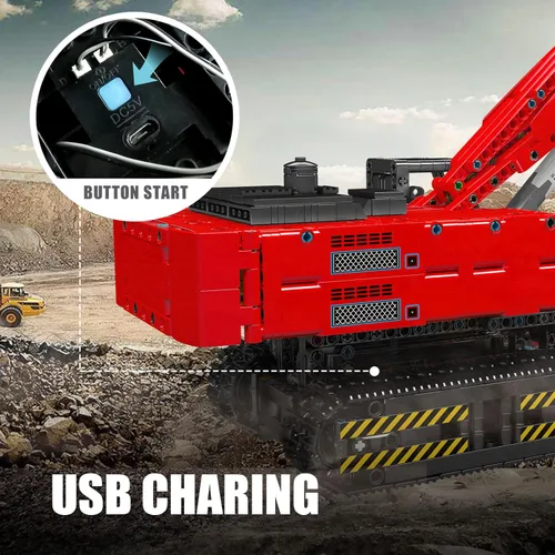 Vista 4 de Mould King 15062 Kit de construcción de excavadora de servicio pesado, modelo de construcción de excavadora de control RC APP para construir