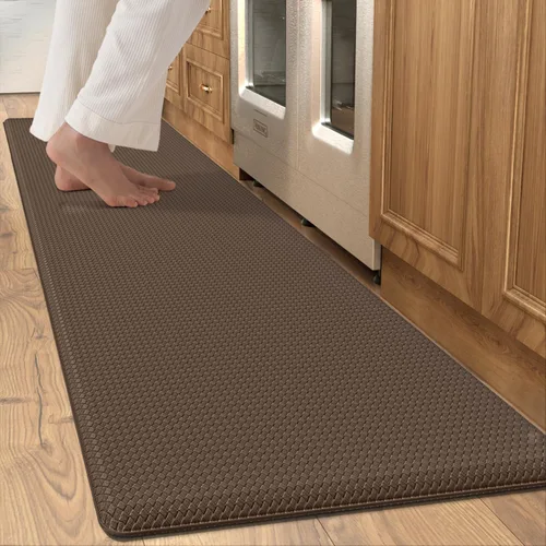 Vista 25 de Tapetes de cocina acolchados antifatiga, impermeable, acolchado de espuma viscoelástica para estar de pie, 17 x 59 pulgadas, color negro
