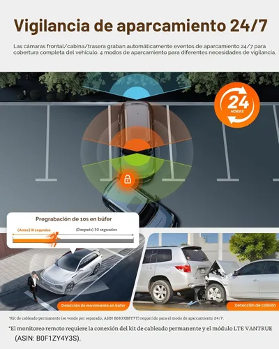 Vista 7 de Vantrue N4 Pro S 4K 3 canales Dash Cam con Triple STARVIS 2, 4K+1080P+2.5K Cámara de tablero frontal interior trasero, 4+2.5K de doble canal, visión
