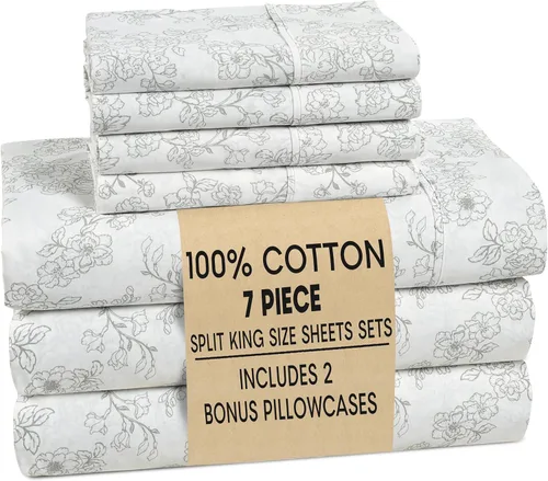 Vista 105 de Casa Platino Juego de sábanas Twin – Sábanas Twin 100% algodón con 2 fundas de almohada, sensación ligera y ajuste seguro, tejido percal crujiente