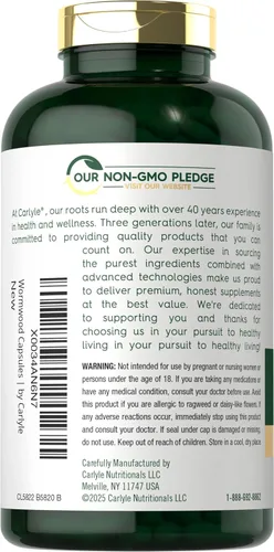 Vista 3 de Carlyle Cápsulas de ajenjo Hierba Artemisia Annua 200 unidades Suplemento sin OMG y sin gluten