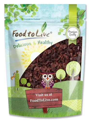 Food to Live Pasas Sultana, 12 onzas, uvas secas naturales para hornear, aperitivos y mezclas de senderos. Sin azúcar añadido, sin sulfuro,
