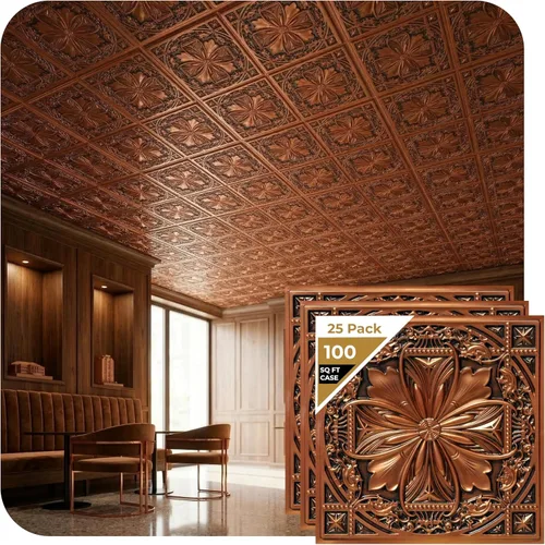 Vista 20 de From Plain To Beautiful In Hours DCT10 Milan - Azulejo de techo de PVC de 2 x 2 pies (cubiertas / 40 pies cuadrados), gris pardo antiguo, 10 piezas