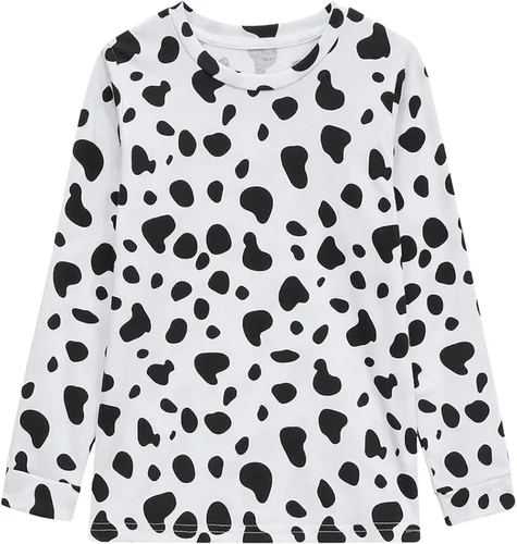 Vista 2 de ZeroShop Disfraz de 101 días de escuela para niños, ropa de dálmata para niños, camisa y orejas