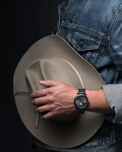 Vista 6 de Jord Relojes de pulsera de madera para hombre, serie Hyde, correa de reloj de madera, bisel de madera, movimiento de cuarzo analógico, incluye caja