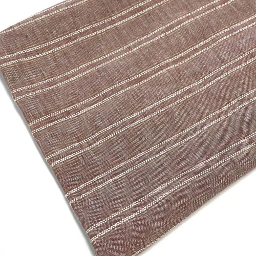 Vista 6 de Tela de rayas de lino lúrex marrón Material elegante para costura, manualidades y decoración del hogar