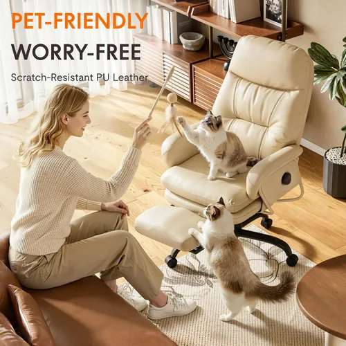 Vista 5 de Silla de oficina ergonómica FLEXISPOT con reposapiés, silla de escritorio de computadora de respaldo alto, silla de salón interior con ruedas