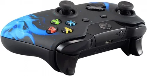 Vista 5 de eXtremeRate Blue Flame Soft Touch Grip Carcasa frontal para mando Xbox One estándar (se adapta tanto con puerto de 0.138 in y sin puerto de 0.138 in)