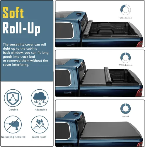 Vista 4 de Perfit Liner FRP Cubierta Rígida de Triple Pliegue Tonneau para Caja de Camioneta para Pickup Compacta Tacoma 1989-2004 de 6 Pies (73") Fleetside