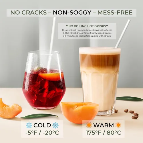 Vista 3 de EcoPreps Pajitas de fibra de bambú biodegradables, 150 unidades, 100% compostables, sin plástico, ecológicas, popotes desechables de fibra vegetal