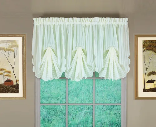 Vista 23 de Today's Curtain, Inserción de Abanico de Cortina de Rayas Silueta Translúcida, Azul, 30" x 76.2 cm de ancho x 101.6 cm de largo