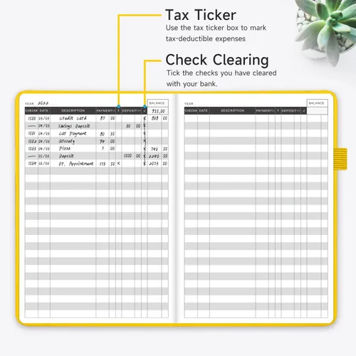 Vista 4 de Registro de cheques - Registros de cheques elegantes para chequera personal con registros de cheques y transacciones, registro de chequera de tapa
