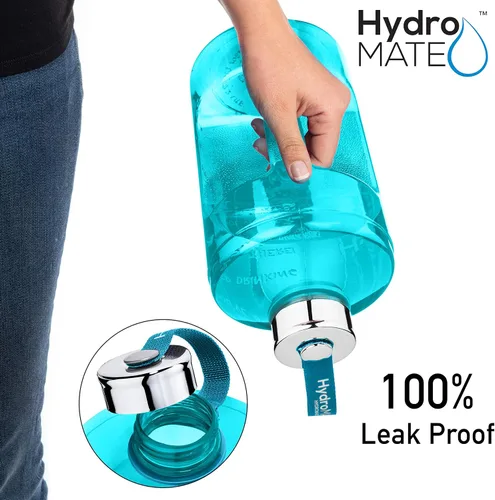 Vista 6 de HydroMATE - Botella de agua con frases motivadoras, de 64 onzas, con marcas de tiempo, sin BPA, botella reutilizable con asa, a prueba de fugas
