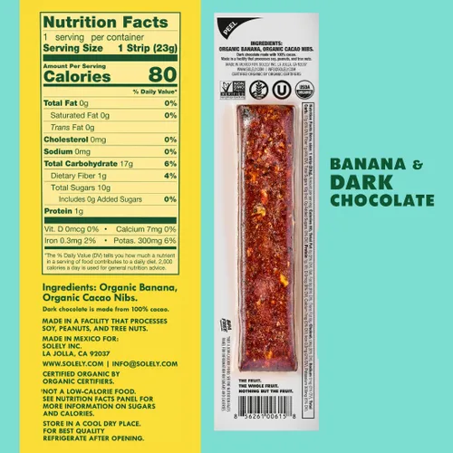 Vista 2 de Solely - Charqui de frutas orgánicas Un ingrediente Vegano Sin OGM Sin gluten Sin agregado de azúcar