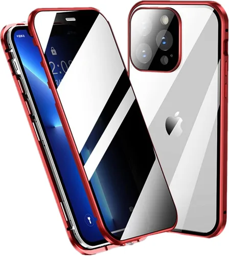 Vista 8 de Pantalla antiespía para iPhone 13 Pro Max, funda antiespías con bloqueo, absorción magnética, vidrio templado de doble cara, protector de lente