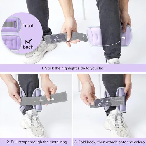 Vista 6 de Sportneer Ankle Weights Wrist Weights Pair of 1/2/4/6/10 LBS for Men Women Kids Strength Training Wrist and Ankle Weights Set with Reflective Strips