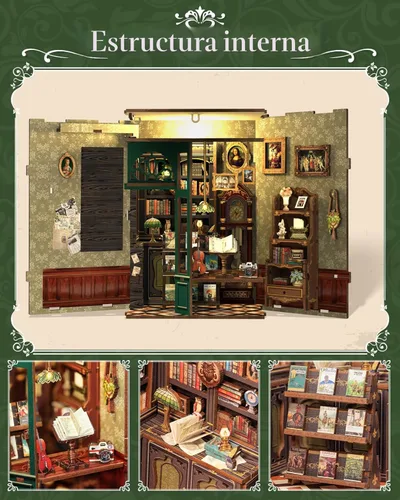 Vista 8 de CUTEBEE Kit de Rincón del Libro - Kit de Casa en Miniatura para Adultos, Adolescentes y Principiantes, Casa de Muñecas, Biblioteca, Rincón