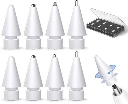 Inesore Paquete de 8 accesorios de repuesto para puntas de lápiz Apple, compatible con Apple Pencil Pro/2ª generación/1ª generación/USB C, punta