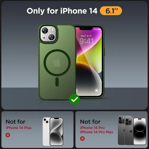 Vista 201 de Miracase - Funda magnética para iPhone 13 de 6.1 pulgadas (compatible con MagSafe) (con 2 protectores de pantalla), protección de grado militar