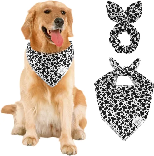 Vista 20 de E-Clover Bandana de Perro a Cuadros Marrón y Scrunchie a Juego - Bandana de Perro de Otoño Triangular a Cuadros Bufanda Babero para Mascotas