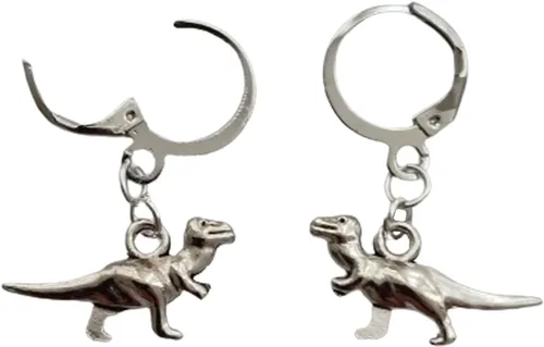 Aro pequeño de dinosaurio, aretes góticos Tiny Dino Cool T Rex, joyería para hombre y mujer