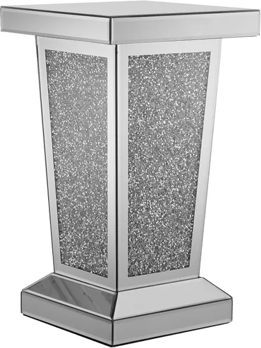 Vista 28 de HomVent Mesita de noche con espejo, mesa auxiliar con espejo, mesa de noche pequeña de cristal plateado para dormitorio, sala de estar