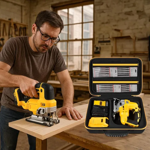 Vista 5 de ANKHOH Funda para sierra de calar DEWALT 20V MAX XR DCS334B, bolsa de herramientas eléctricas para sierra de habilidad, batería y accesorios de Negro