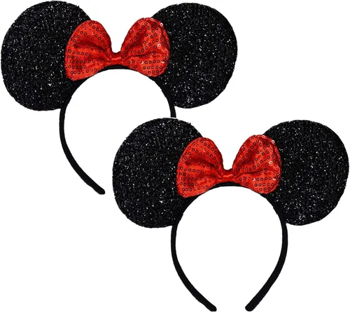 Vista 7 de FANYITY Orejas de ratón, diadema de lentejuelas con orejas de ratón para niños, niñas y mujeres (TW)