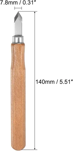 Vista 2 de uxcell Cuchillo de tallado de madera, cincel de herramienta de acero de alta velocidad de 0.307 in de gran punta para escultura de bricolaje