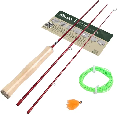 Vista 6 de Aventik Caña de Pesca con Mosca de Práctica de 4'0'' para Principiantes de 3 Piezas para Pesca Deportiva