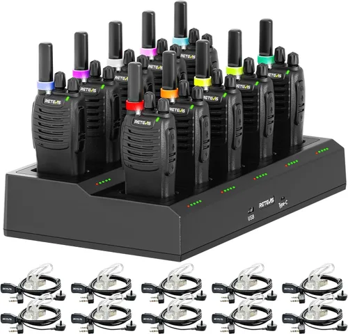 Retevis H-777 Walkie Talkies para adultos, radio de 2 vías de largo alcance con auriculares, cargador de múltiples bandas de 10 vías, radios