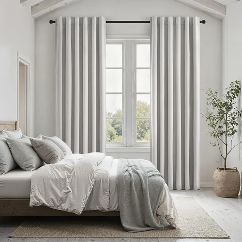 Vista 61 de Topfinel Cortinas opacas, blanco beige, 2 paneles, ventanas pequeñas, textura, mezcla de lino, bohemia, abedul, rural, gancho, bolsillo trasero