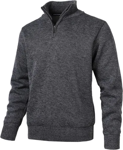 Herothorn Suéteres con cremallera de un cuarto para hombre, manga larga, forro polar, suéter de punto casual con cremallera de 14 de cuello alto