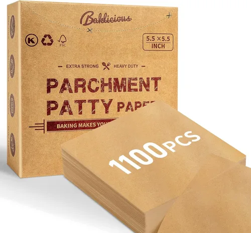 Baklicious 1100 piezas de papel para hamburguesas de 5.5 x 5.5 pulgadas - ¡Eleva la experiencia de hamburguesa! Cuadrados antiadherentes sin Sin