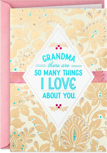 Hallmark Tarjeta para abuela (So muchas cosas que amo de ti) de nieto, nieta, tarjeta de cumpleaños para nana, pensando en ti, día de la madre
